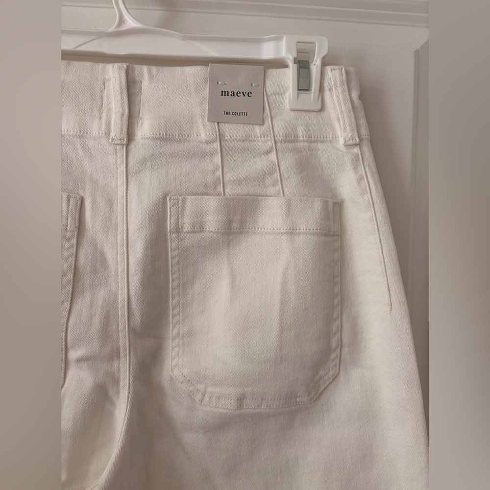 Maeve The Colette Scalloped Hem Embroidered White Jeans - Picture 7 of 10